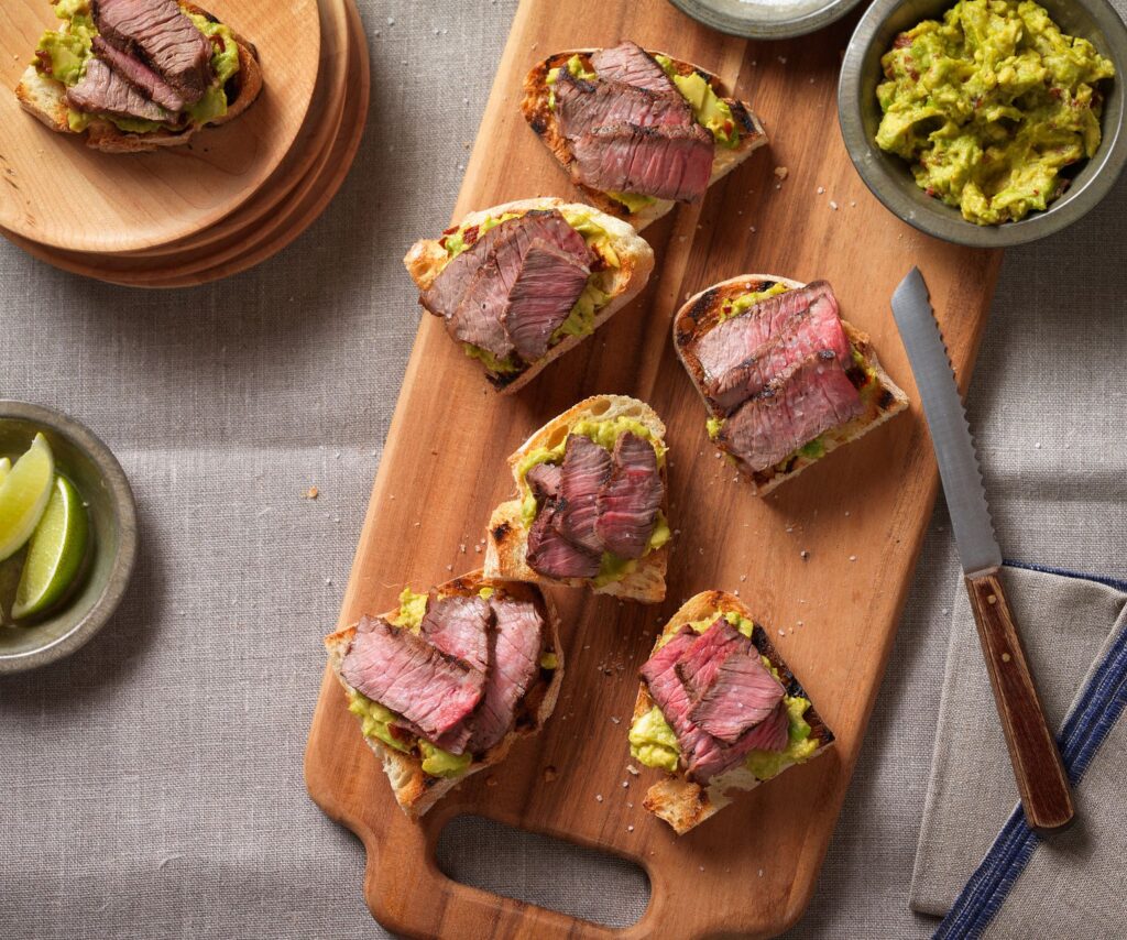 The Cattle-ist shares the spicy steak and avocado bruschetta from Beef Loving Texans as a great appetizer for Super Bowl.